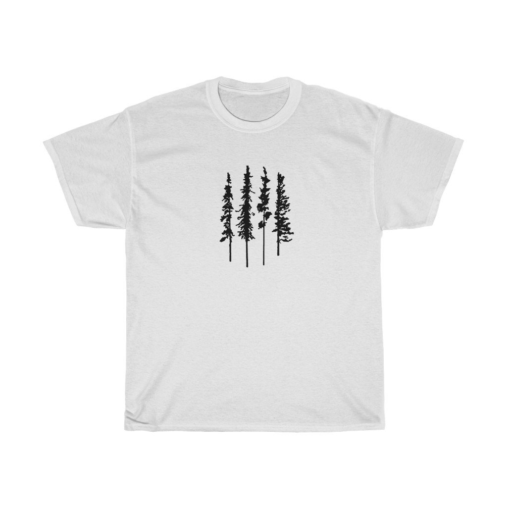 T-Shirt White / S Skinny Pine Trees men tshirt tops, short sleeve cotton man tee shirt t-shirt, small - large plus size