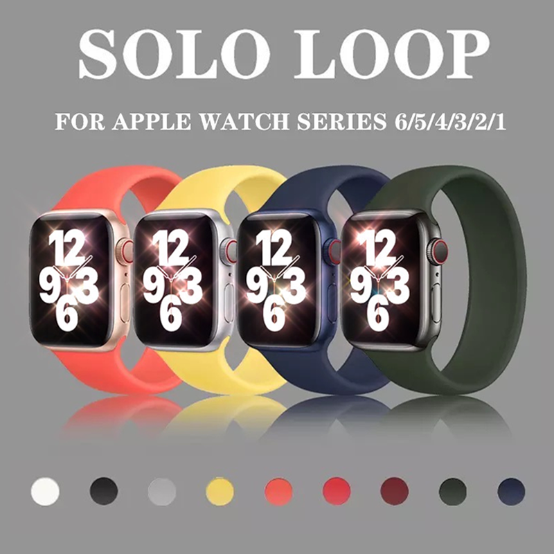 Watchbands Solo Loop Strap For Apple Watch Band Series 6 5 4 3 Sports Silicone Wristband Bracelet Men Women iWatch 38mm 40mm 42mm 44mm S/M/L Watchbands