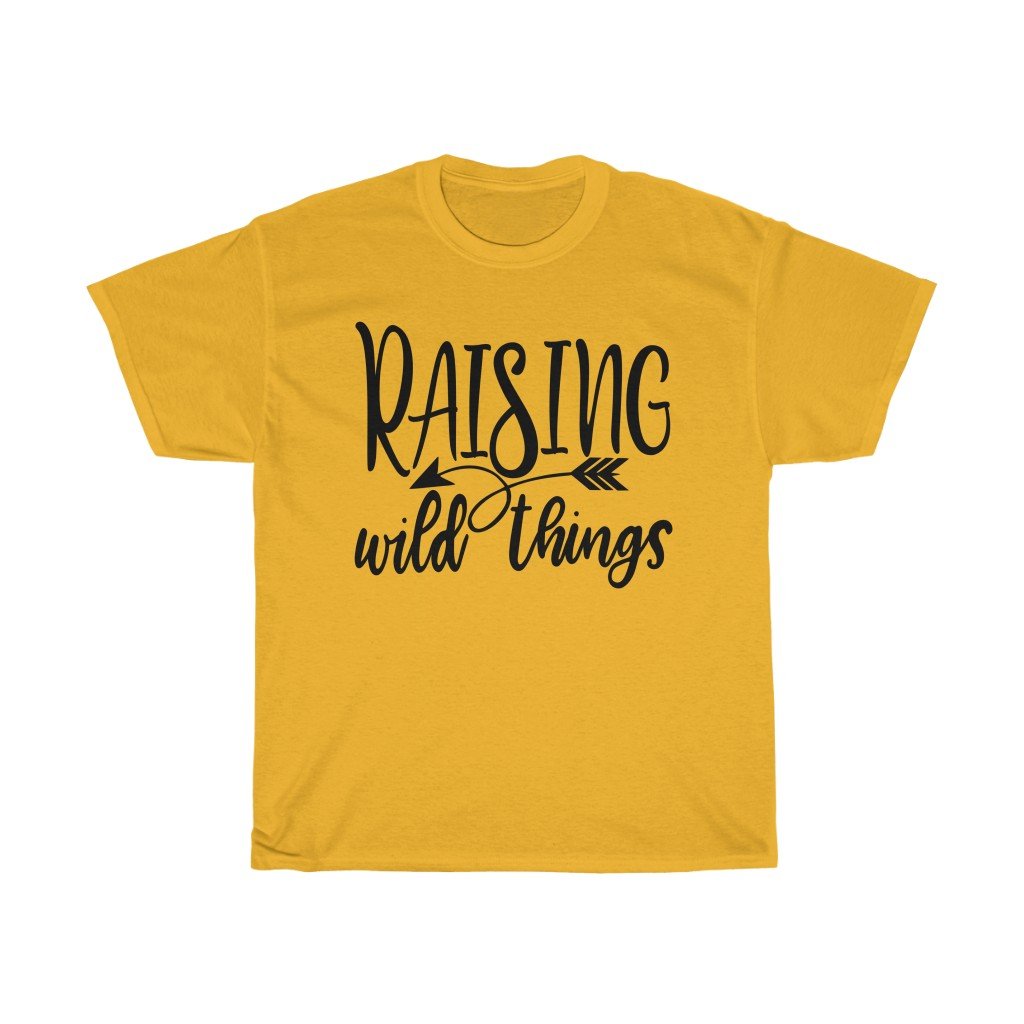 T-Shirt Gold / S Raising Wild Things shirt, cute mom Top tee, Gifts for mother, unisex tshirt
