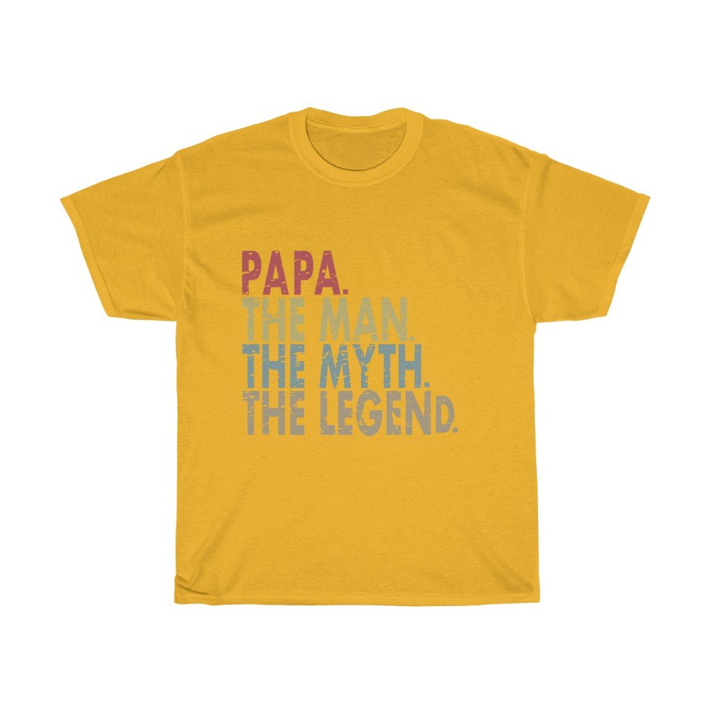 T-Shirt Gold / S Papa The Man The Myth The Legend men tshirt tops, short sleeve cotton man tee shirt t-shirt, small - large plus size