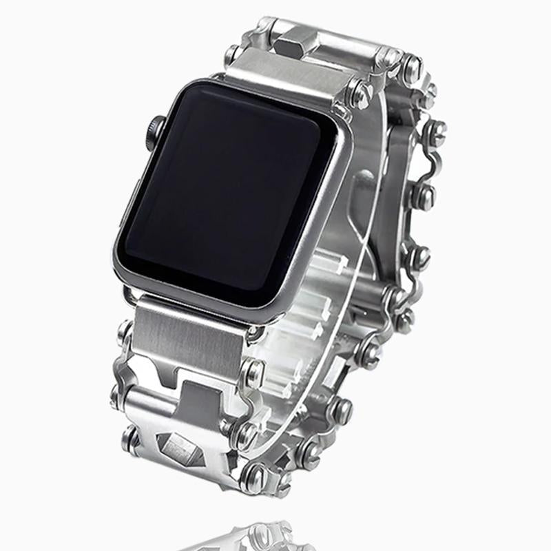 Nuroco Apple Watch Band Stainless Steel 22 Multi Function Tools Unique Apple Bracelet Fits Black Large 42mm 44mm 45mm 49mm