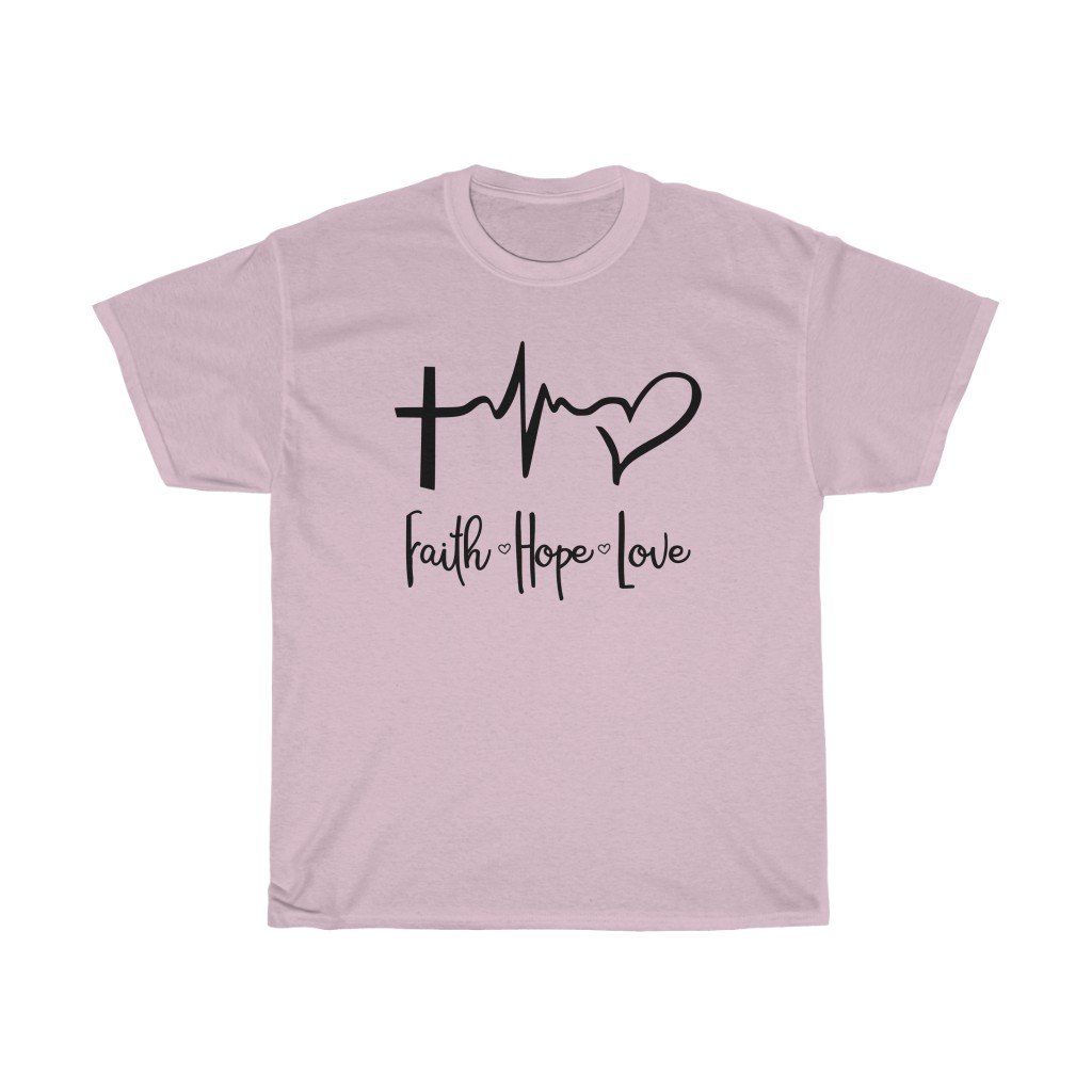 T-Shirt Light Pink / S Faith Love Hope women tshirt tops, short sleeve ladies cotton tee shirt , small - large plus size