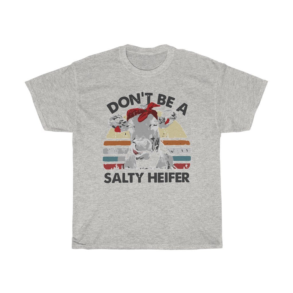 T-Shirt Ash / S Don't be a salty heifer shirt, cute cow head design tee, gift for him/her, Unisex Tshirts