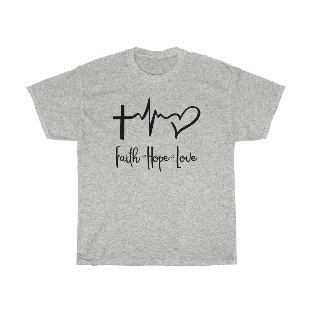 T-Shirt Ash / S Faith Love Hope women tshirt tops, short sleeve ladies cotton tee shirt , small - large plus size