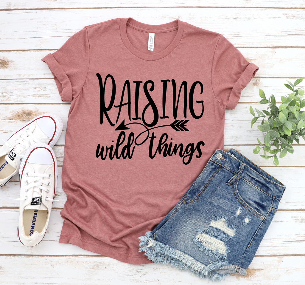 T-Shirt Raising Wild Things shirt, cute mom Top tee, Gifts for mother, unisex tshirt