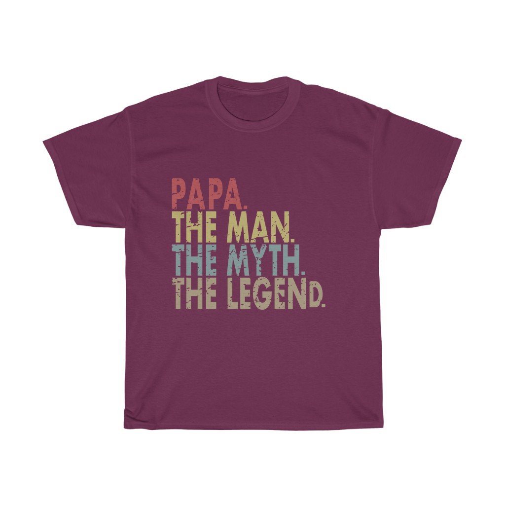 T-Shirt Maroon / S Papa The Man The Myth The Legend men tshirt tops, short sleeve cotton man tee shirt t-shirt, small - large plus size