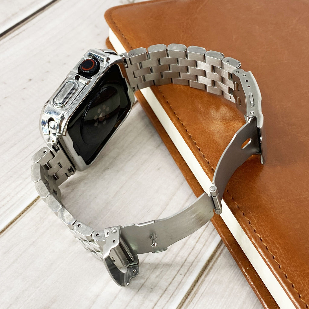 Steel Strap For Series 7 6 5 4 Tank Style Apple watch mens Metal Bracelet