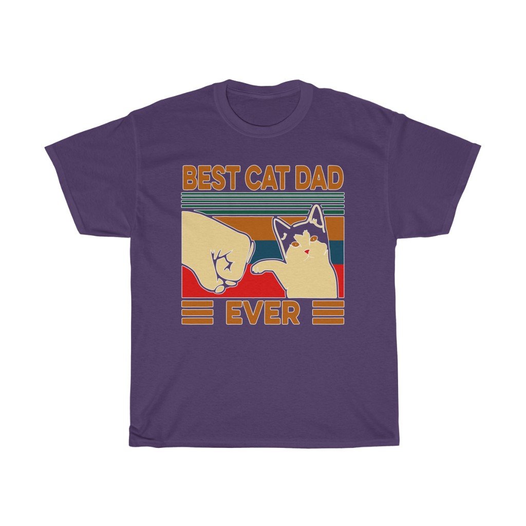 T-Shirt Purple / S Best Cat Dad Ever T-Shirt, Funny Cat Daddy, Father shirt Top, gift for him, Cat lover tee, plus size tee-shirt