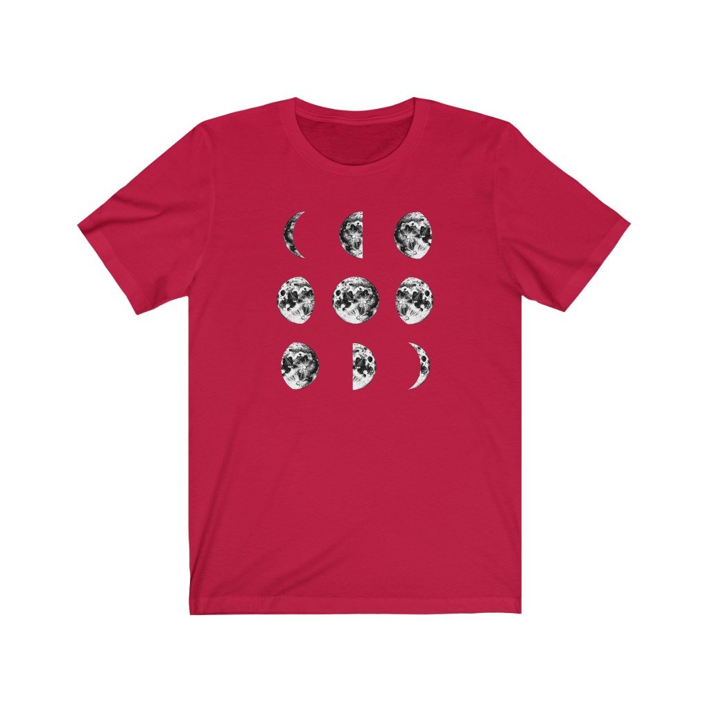 T-Shirt Red / S Moon Phases Shirt - Moon Shirt - Moon Phases - Unisex