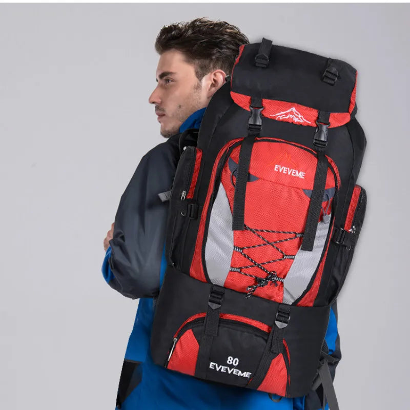 2022 Men's 80L Large Hiking Mountaineering Backpack Climbing Hiking Backpack Camping Backpack Sport Outdoor Rucksack Bag
