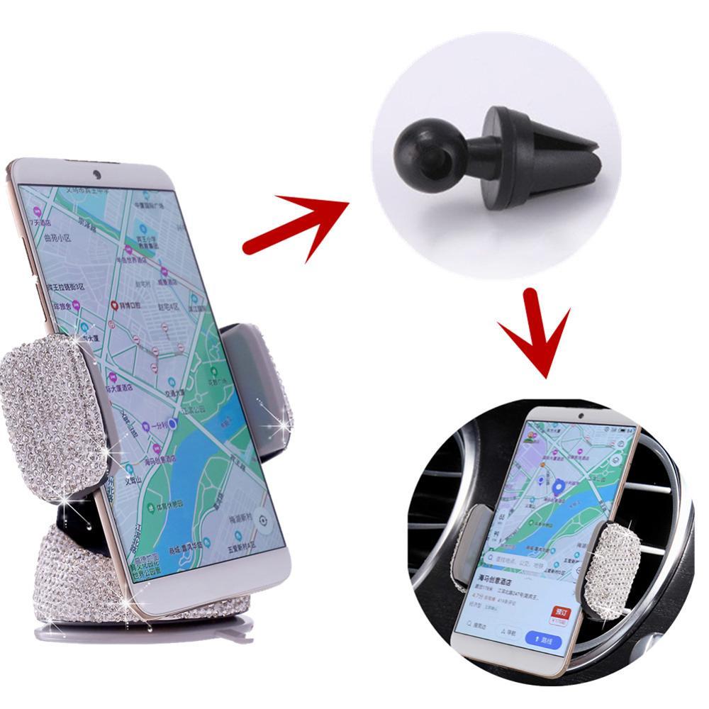 Universal Car Bracket 2 in 1 Rhinestone Car Phone Holder Stand Dashboard Suction Cup Mount Air Vent Clip Bracket Holder for Smartphone Mobile phones|Universal Car Bracket|