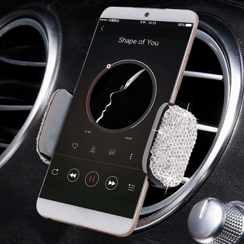 Universal Car Bracket 2 in 1 Rhinestone Car Phone Holder Stand Dashboard Suction Cup Mount Air Vent Clip Bracket Holder for Smartphone Mobile phones|Universal Car Bracket|