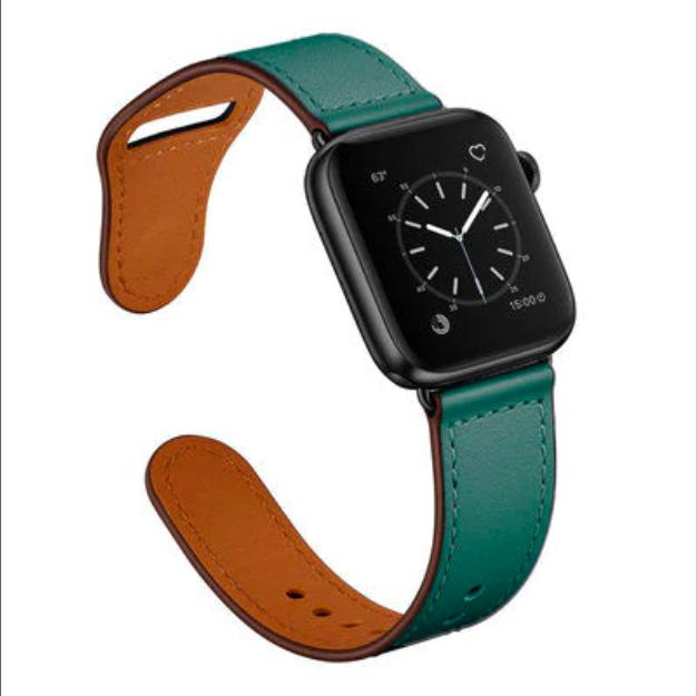 Apple Green/Black adapter / 38-40mm Series 54321 Faux Leather Strap for pulseira apple watch band 42mm 38mm 40mm 44mm sports high-quality correa for apple iWatch bracelet 5/4/3/2 belt