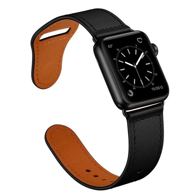 Apple Black/Black adapter / 38-40mm Series 54321 Faux Leather Strap for pulseira apple watch band 42mm 38mm 40mm 44mm sports high-quality correa for apple iWatch bracelet 5/4/3/2 belt