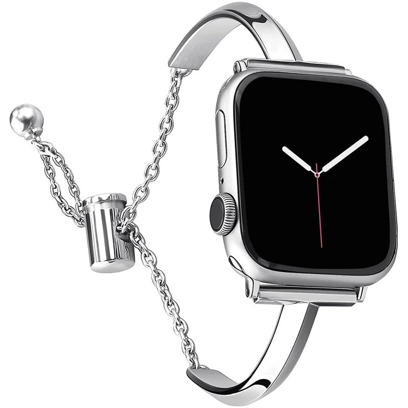 Luxury Watch Band For Apple Watch 7 41mm 45mm Women Man Stainless Steel  Bracelet For iWatch SE 6 5 4 3 2 1 44 40 42 38MM Strap