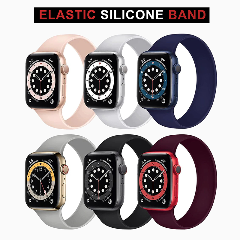 Watchbands Apple Watch Series 6 5 4 3 2 1 Unisex Elastic Waterproof Strap Silicone loop wristband iWatch 38mm 40mm 42mm 44mm S/M/L Men Women Watchbands