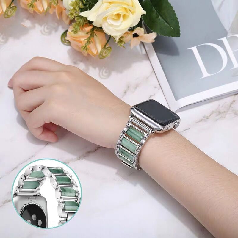 Apple Watch Band Series 7 6 5 4 Luxury Emerald Metal Adjustable Wrist Belt Strap iWatch 38mm 40mm 41mm 42mm 44mm 45mm |Watchbands|