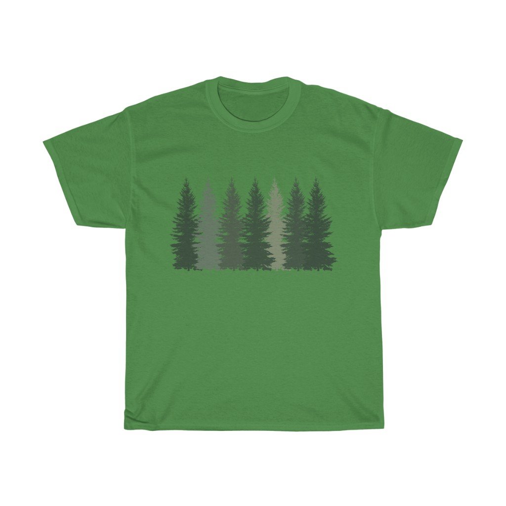 T-Shirt Turf Green / L Trees t shirt, Men's T-shirt, Nature shirt, Hiking shirt, Graphic Tees, Forest Tshirt - Made in Usa