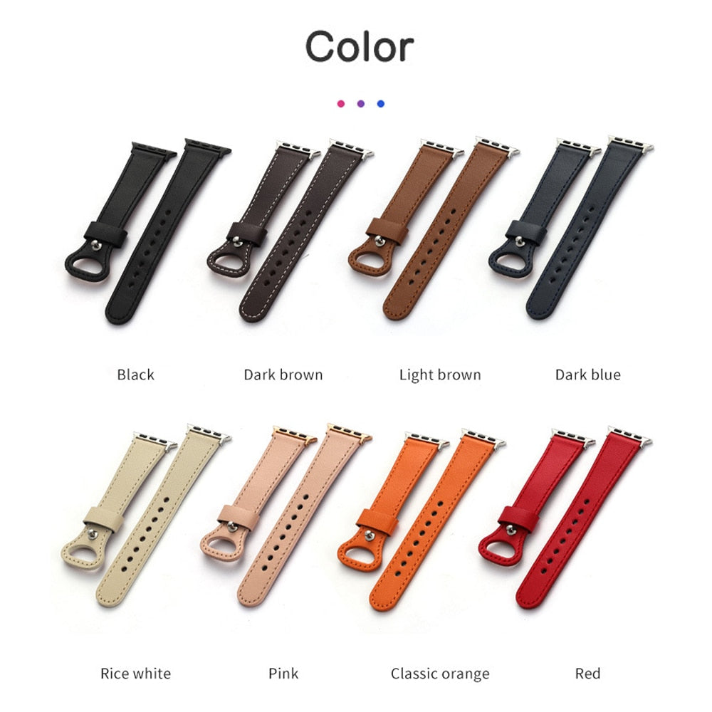 Leather Strap For Apple Watch Band Series 7 6 5 4 Correa Bracelet Accessories iWatch 38mm 40mm 41mm 42mm 44mm 45mm Wristband |Watchband|