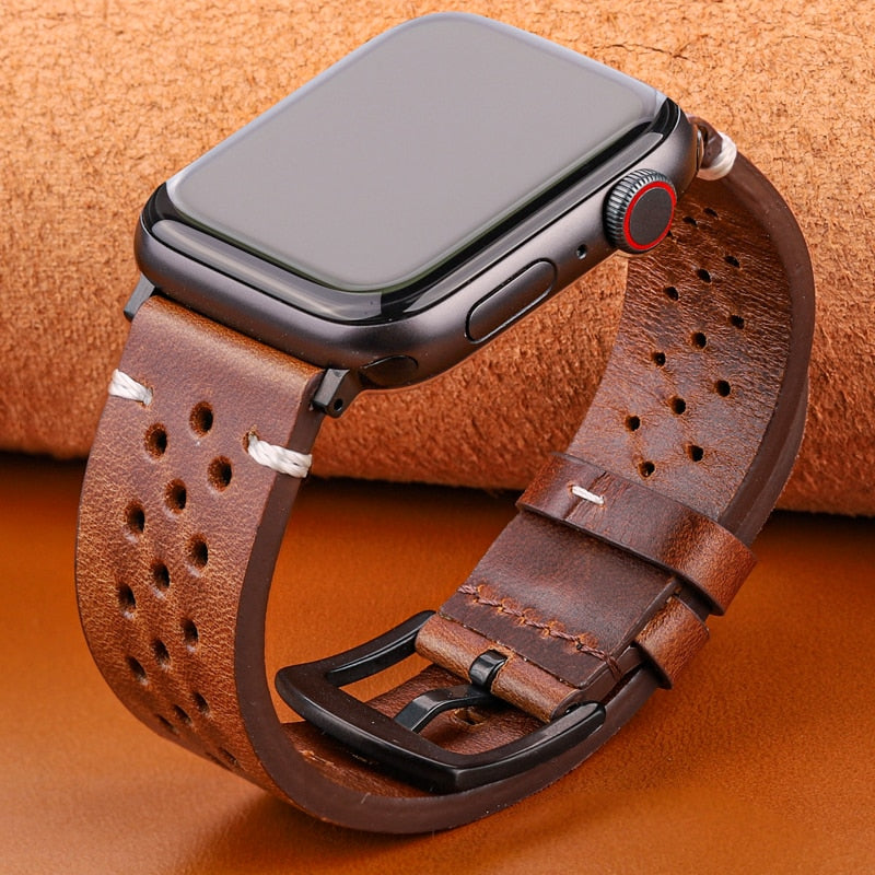 Retro Leather Strap For Apple watch band 44mm 40mm 42mm 38mm wrist watchband  bracelet for iWatch serie 3 4 5 6 se 7 8 41mm/45mm - AliExpress