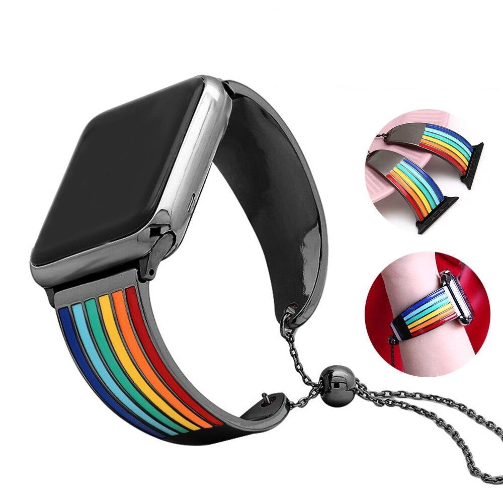 High-Quality Metal LGBT Rainbow Colorful Cuff Steel Strap Series 7 6 5