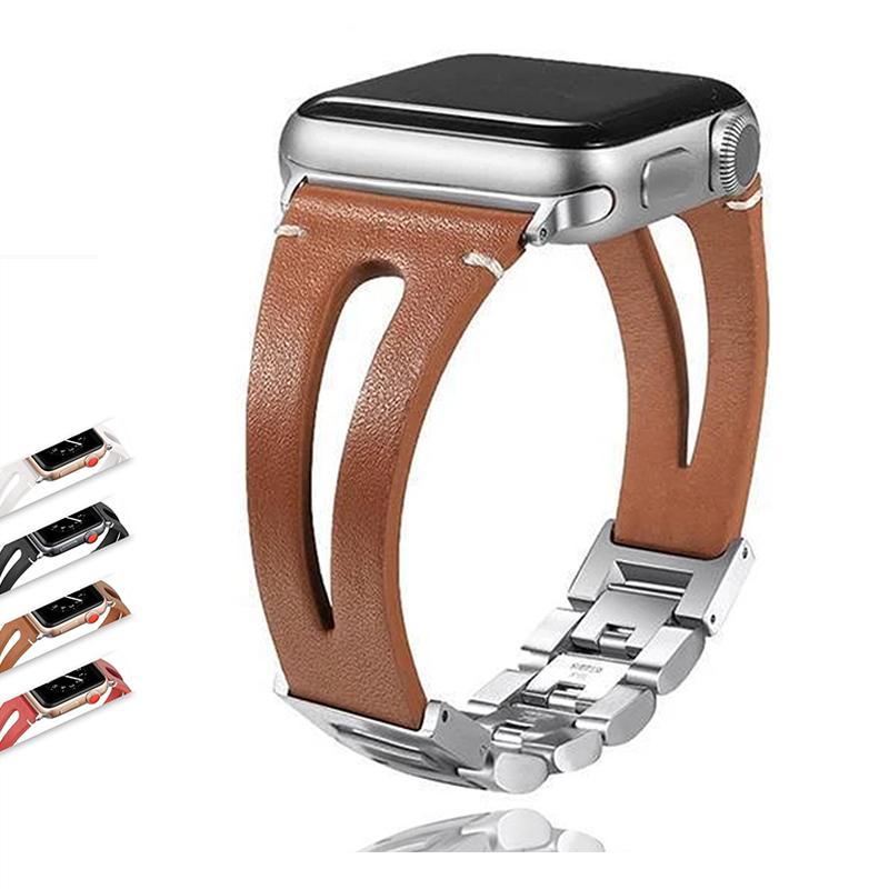 Apple Genuine Leather watch strap & band for Apple Watch 38mm 40mm 42mm 44mm Bracelet for iWatch Series 6 5 4 3 2 1 men & women's - US Fast Shipping