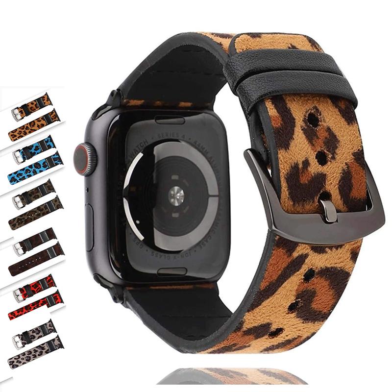 Apple Luxury Leopard Print Leather Belt Strap for Apple Watch 6 5 4 3 2 watchband Men/Women Bracelet 38mm/42mm 40mm/44mm iwatch - US Fast Shipping
