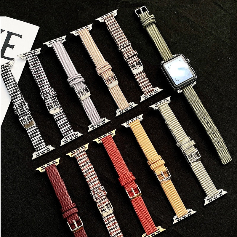 Nylon Strap for Apple Watch Band Series 7 6 5 4 Houndstooth Watchband