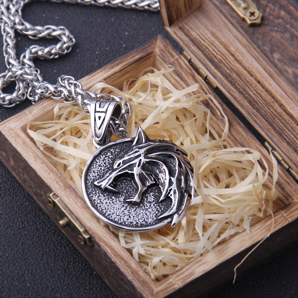 Wizard Wolf Head Pendant Necklace for Geralt The Wild Hunt 3 Figure