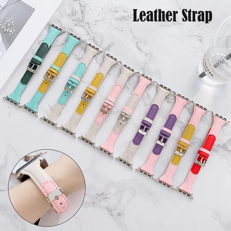 High-Quality Leather Loop Strap for Apple Watch Band Series 7 6 5 4 Woman Wristband iWatch 38mm 40mm 41mm 42mm 44mm 45mm Bracelet |Watchbands|