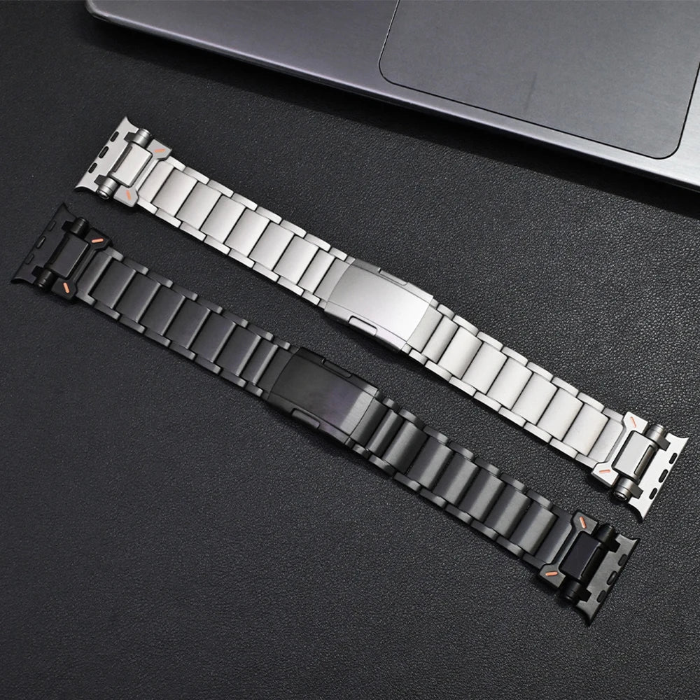 50％ Off | Men Titanium Bracelet for Apple Watch Ultra 2 49mm 45mm 44mm 42mm Luxury Correa Strap for Iwatch Series 9 8 7 Se 6 5 4 3 2 Band