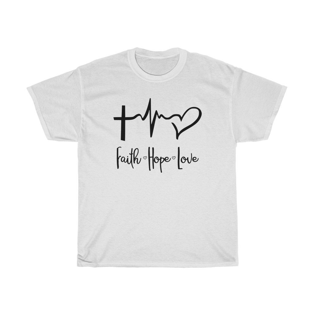 T-Shirt White / L Faith Love Hope women tshirt tops, short sleeve ladies cotton tee shirt , small - large plus size