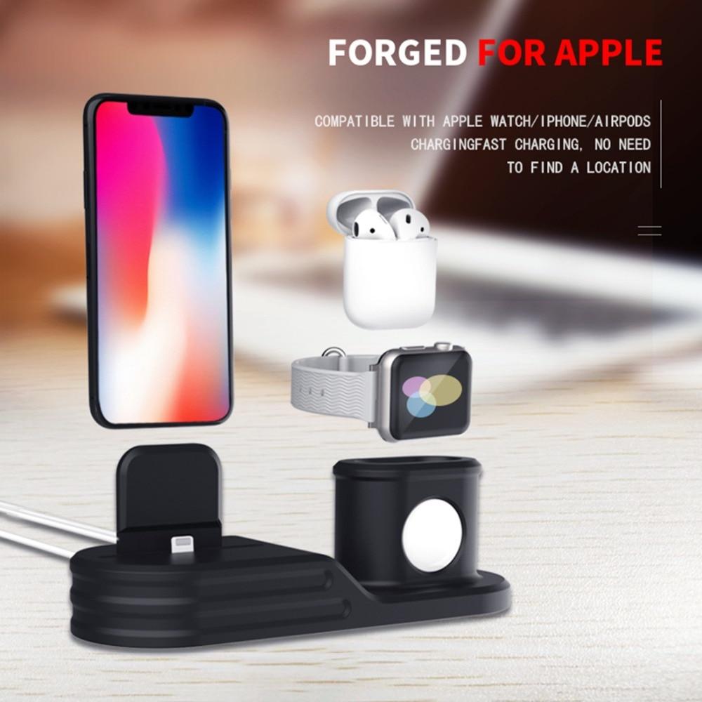 Watchbands Black 3 in 1 Charger stand For Apple watch 4 3 2 1 iwatch band Charger support Station Airpods Iphone X 8 plus 7 6 watch Accessories|Watchbands| -