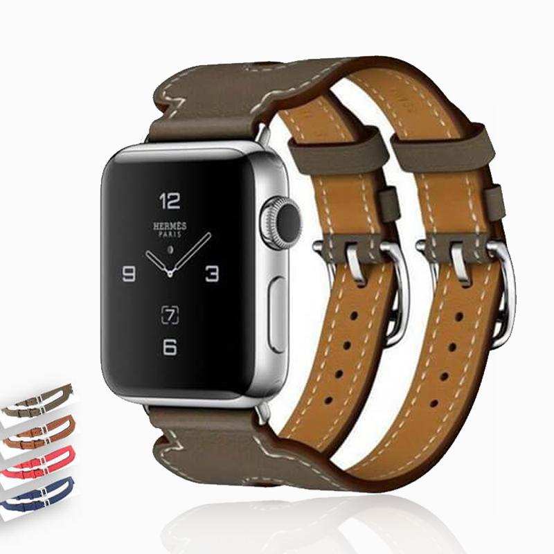 Apple Apple Watch Series 6 5 4 Band, Classic Leather Double Buckle Cuff Strap iWatch 38mm 40mm 42mm 44mm Replacement Accessories Watchbands Unisex