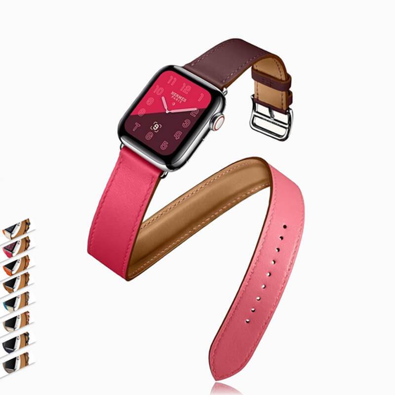 Apple Leather strap For apple watch band 42mm 38mm iWatch band 44mm 40mm Double Tour bracelet watchband Apple watch 6 5 4 3 2 1 Accessories - US Fast Shipping