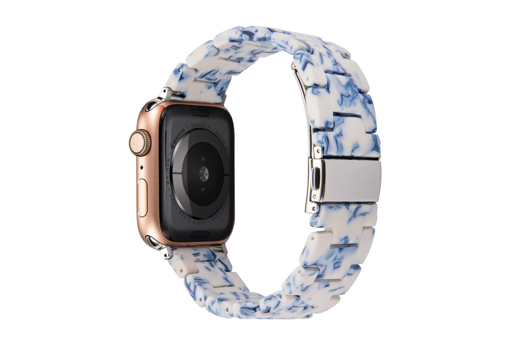 Watchbands Blue and white porce / 42mm or 44mm Resin Watch strap for apple watch 5 4 band 42mm 38mm correa transparent steel for iwatch series 5 4 3/2/1 watchband 44mm 40mm|Watchbands