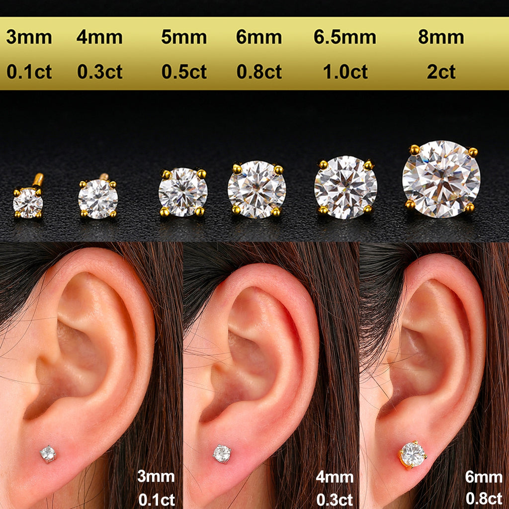 Real 0.1 1 Carat D Color Moissanite Earrings For Women 100% 925 Sterling Silver Earring 2021 Trend Wedding Jewelry 585 Rose Gold|Stud Earrings|