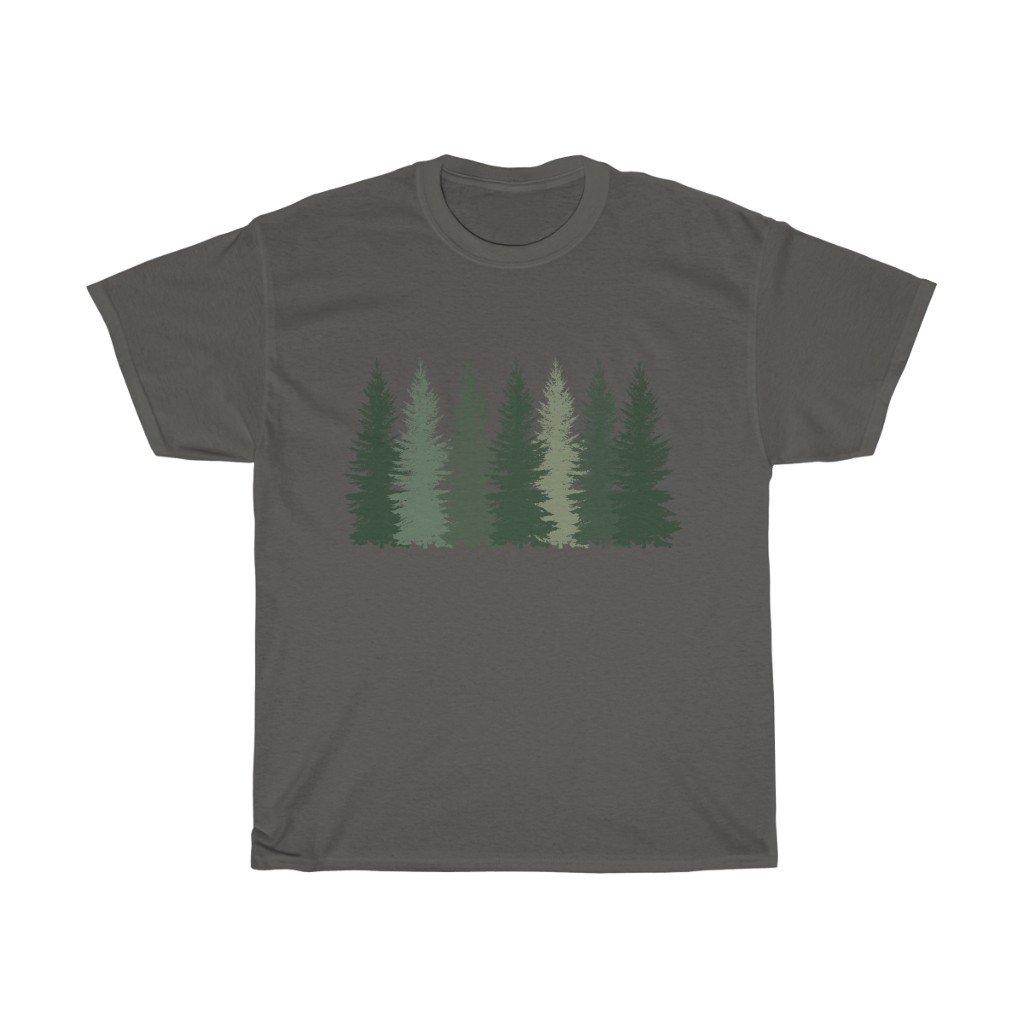 T-Shirt Charcoal / S Trees t shirt, Men's T-shirt, Nature shirt, Hiking shirt, Graphic Tees, Forest Tshirt - Made in Usa