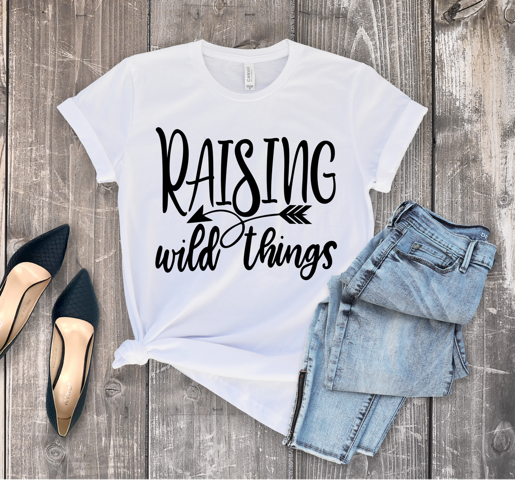 T-Shirt Raising Wild Things shirt, cute mom Top tee, Gifts for mother, unisex tshirt