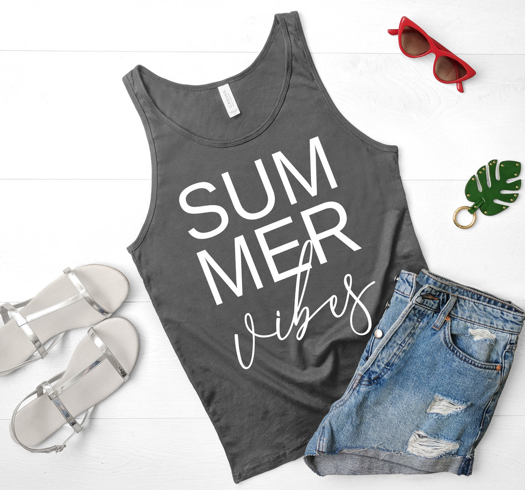 Tank Top Summer Vibes design Tank tops, Muscle Tank for summer vacation, beach Comfy outfit tank for  women, gift for her