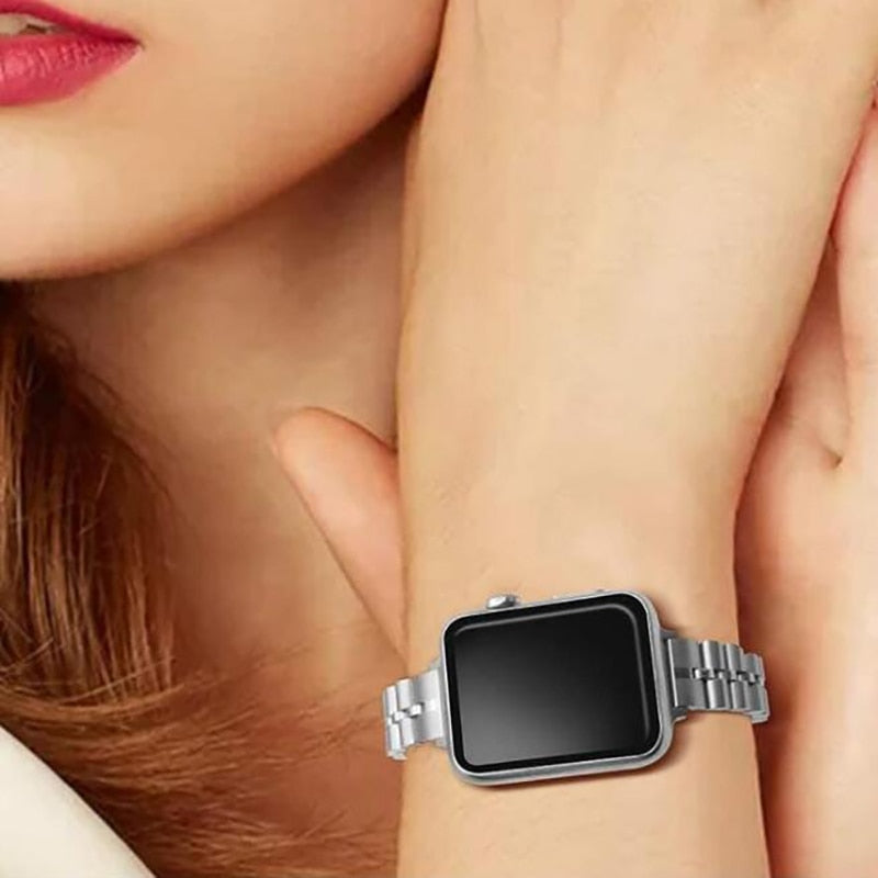 Women slim watch Strap fits Apple Series 8 7 6 Premium Metal Bracelet