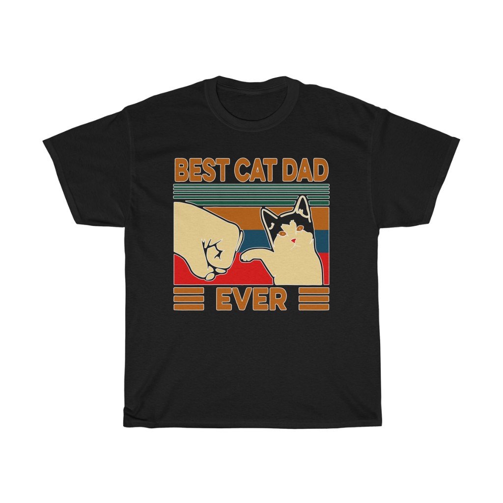 T-Shirt Black / L Best Cat Dad Ever T-Shirt, Funny Cat Daddy, Father shirt Top, gift for him, Cat lover tee, plus size tee-shirt