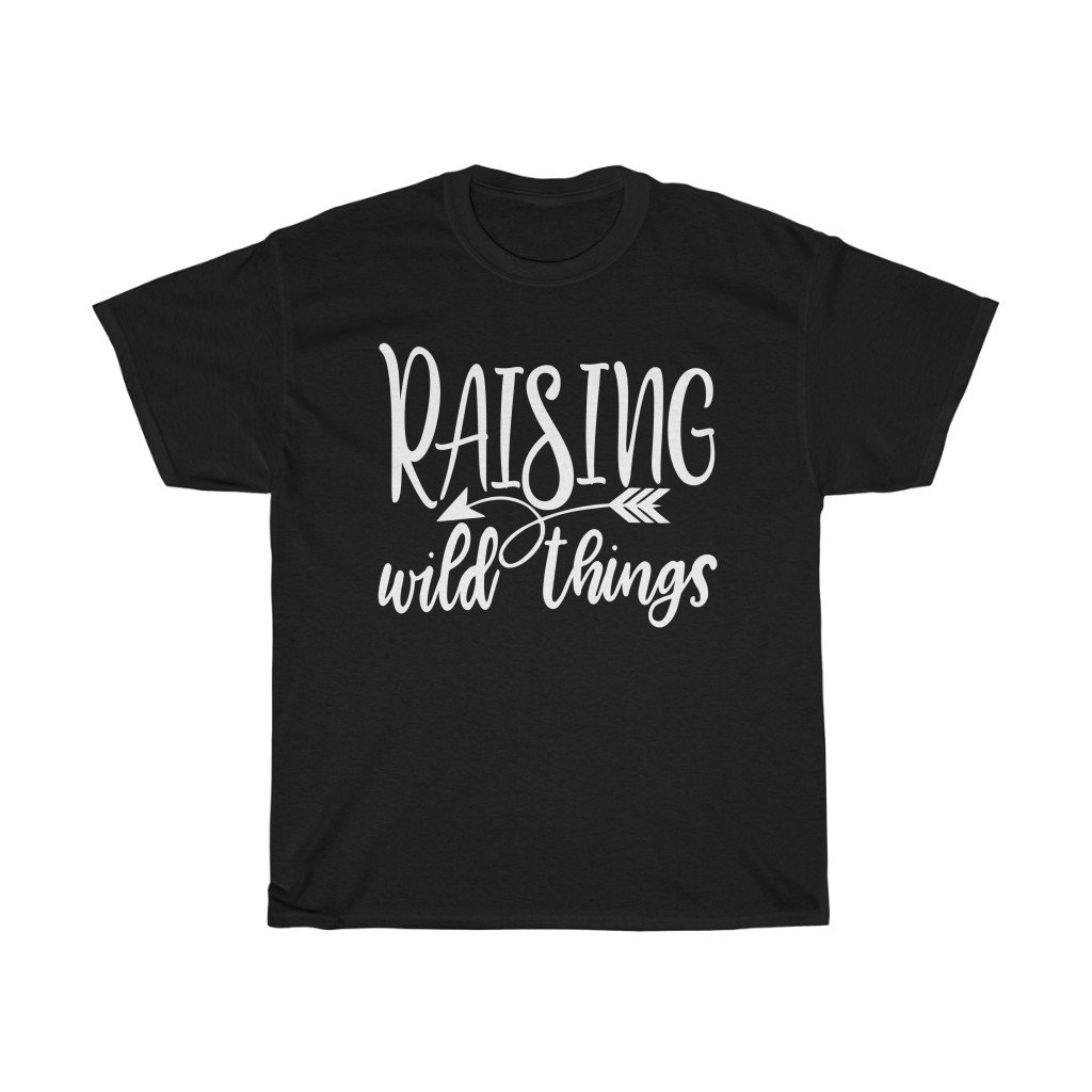 T-Shirt Black / S Raising Wild Things shirt, cute mom Top tee, Gifts for mother, unisex tshirt