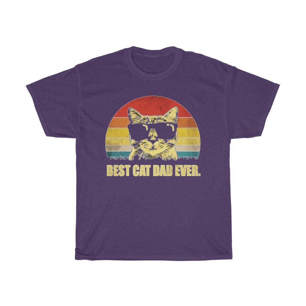 T-Shirt Purple / S Best Cat Dad Ever Funny Mens Shirt Retro Cool Short-Sleeve , t-shirt for father, gift for him, plus size tee-shirt