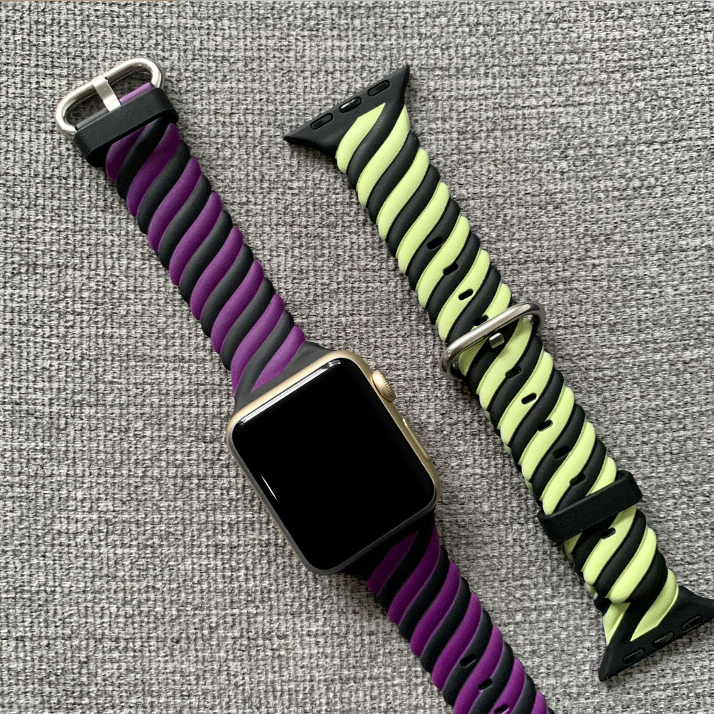 Silicone Strap For Apple Series 7 6 Waterproof Colored Rubber Bracelet