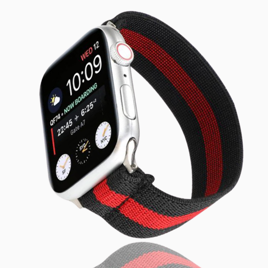 Watchbands Elastic black red Stripe stretch Men unisex apple watch band, cotton nylon Sport applewatch classic Replacement Serie 5 4 Gift for him L XL