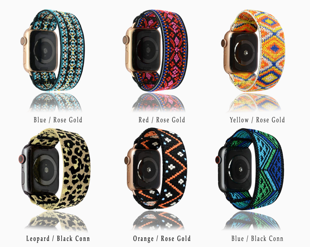 Watchbands Colorful rainbow geometric aztec designer pattern thin loop apple watch band straps 38 40 42 44 mm series 5 4 3 2 1