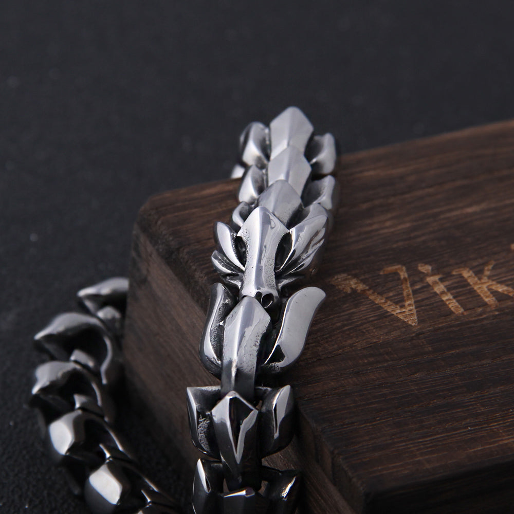 Viking Ouroboros Vintage Punk Bracelet For Men Stainless Steel Fashion Jewelry Hippop Street Culture - Bracelets