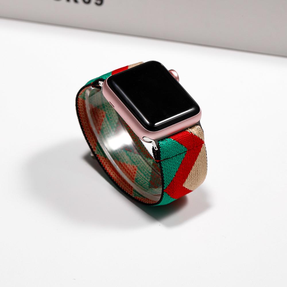 Watchbands Neon red green ethnic pattern artistic design Men Women Watch Band for Apple