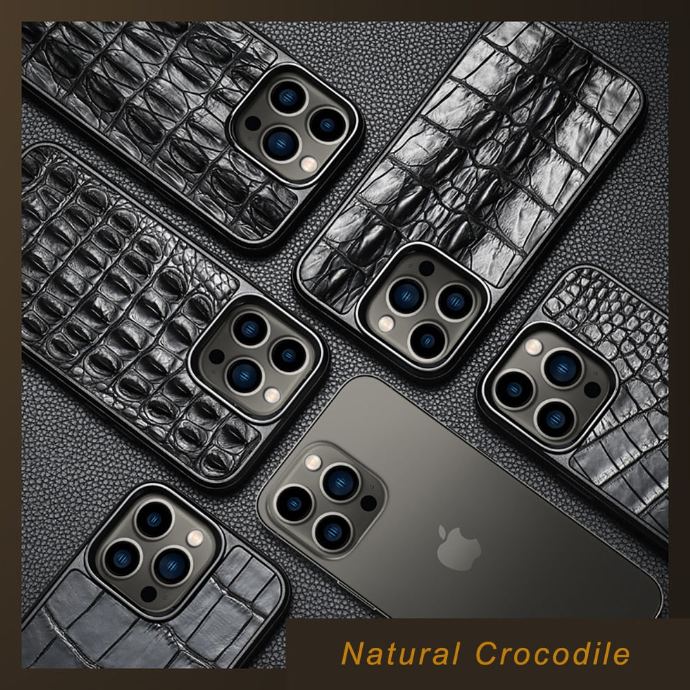 Heavy Protective Shockproof Real Crocodile Case For Iphone 13 Pro Max 12 Pro Max 11pro Xr Xs Max 8 Plus Genuine Leather Cover - Mobile Phone Cases &amp; Covers